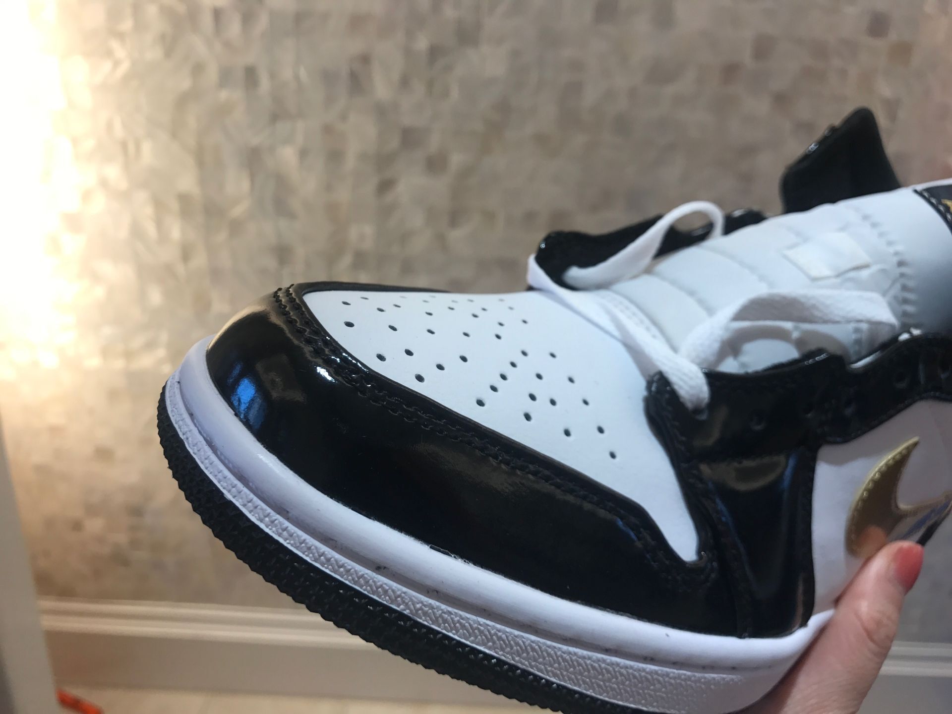 jordan air jordan 1 retro mid - Blanco Dorado Negro