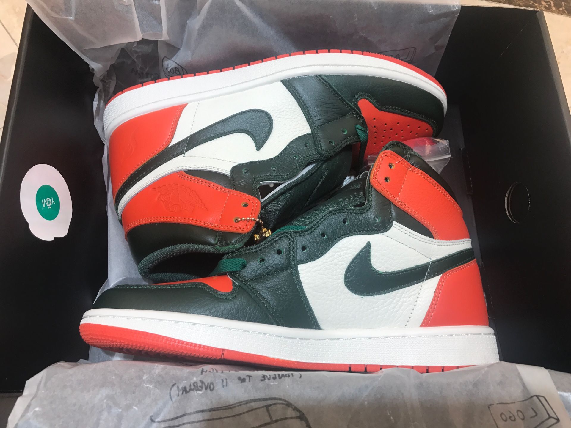 jordan air jordan 1 retro high - Verde Naranjo Blanco