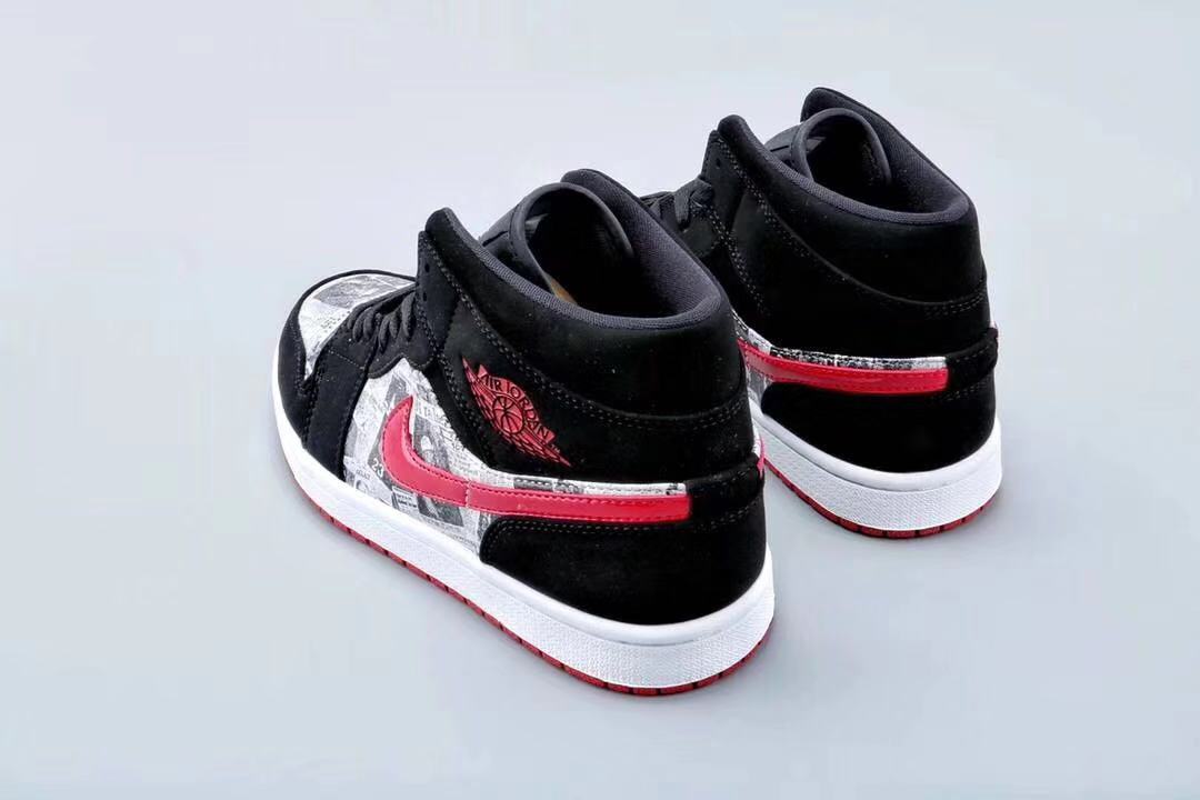 jordan air jordan 1 retro mid - Negro Gris Rojo
