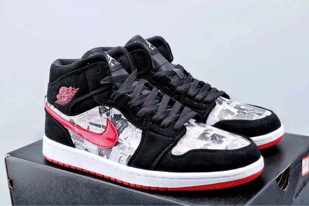jordan air jordan 1 retro mid - Negro Gris Rojo