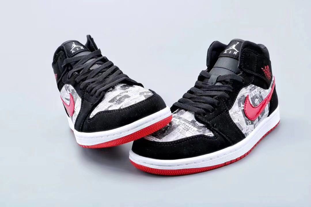 jordan air jordan 1 retro mid - Negro Gris Rojo