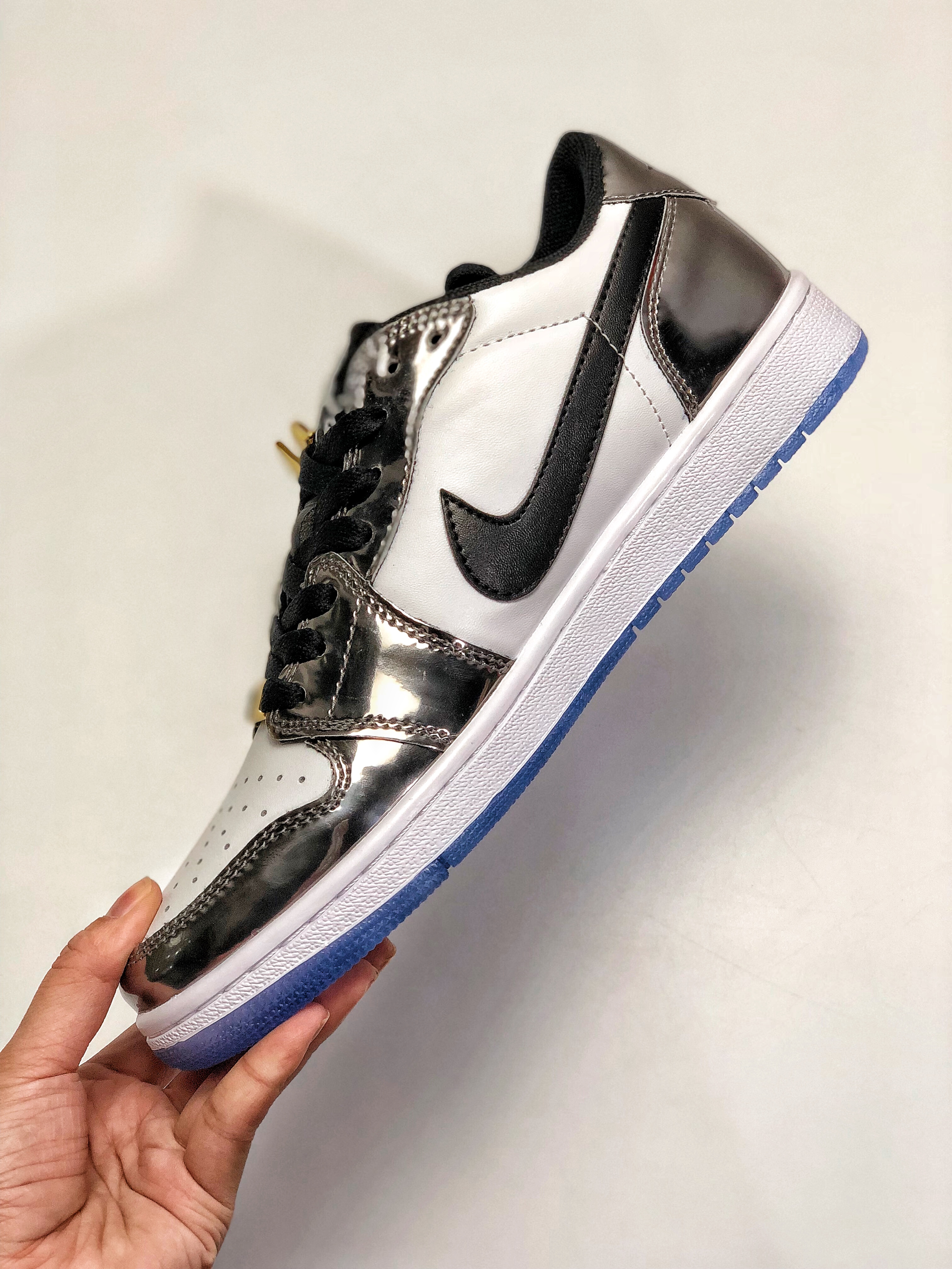 jordan air jordan 1 retro low - Blanco Negro Plateado