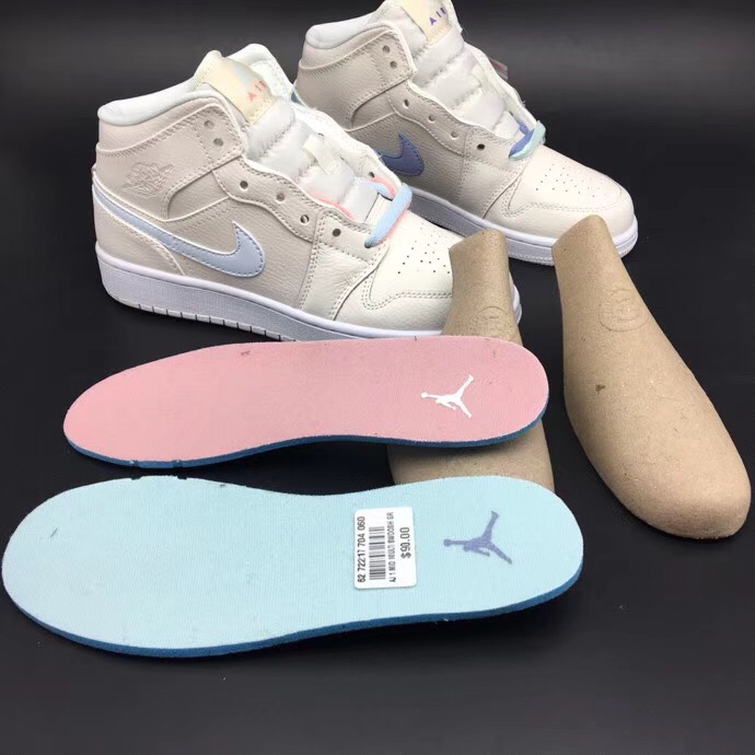 jordan air jordan 1 retro mid - Blanco Rosado Celeste Morado