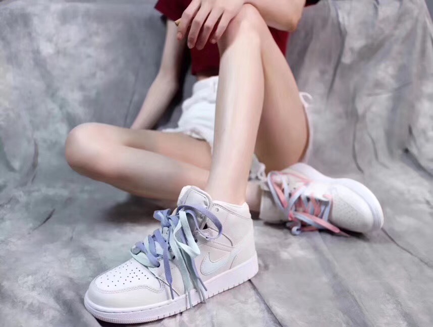 jordan air jordan 1 retro mid - Blanco Rosado Celeste Morado