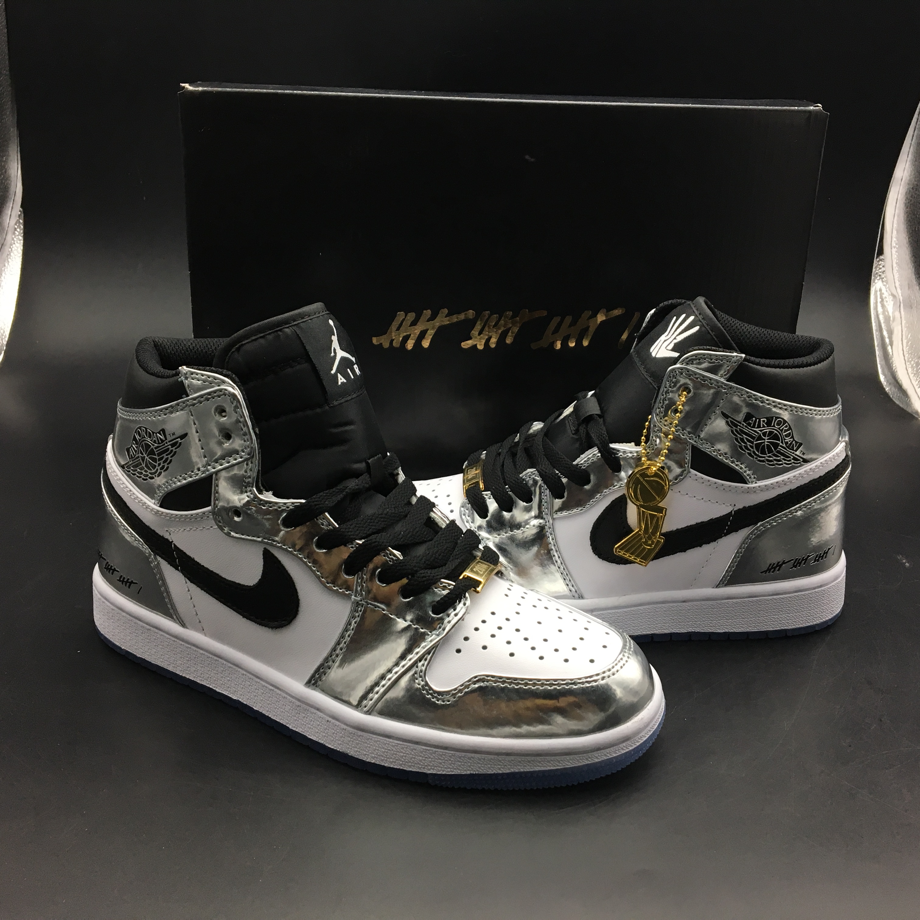 jordan air jordan 1 retro high - Plateado Blanco Negro