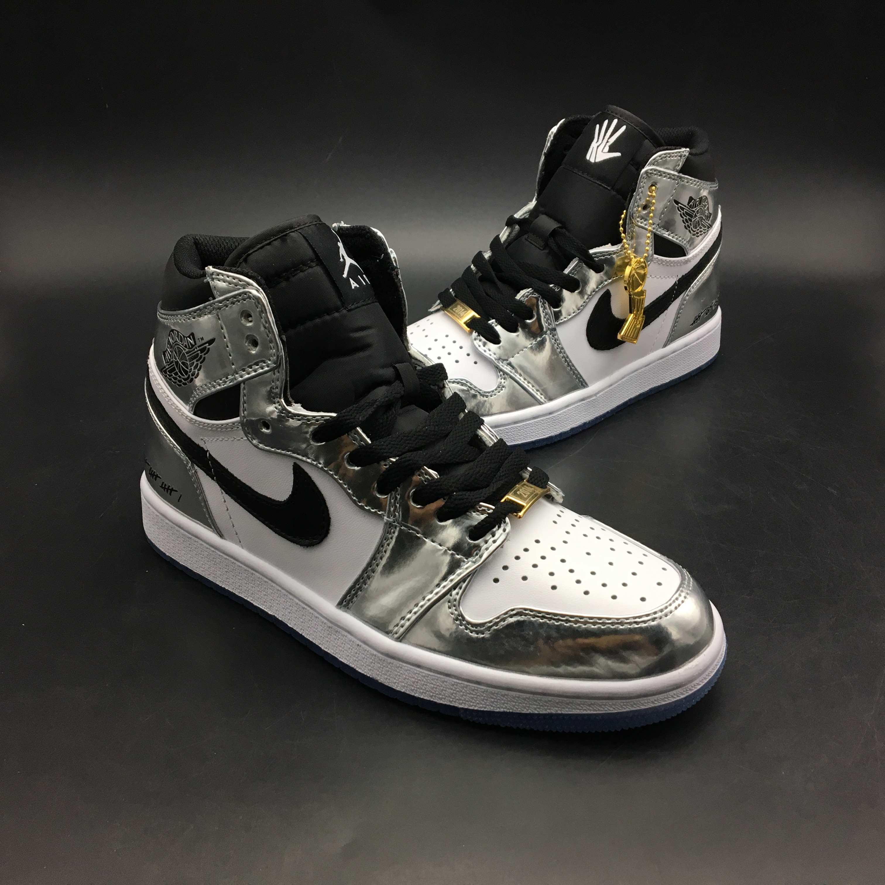 jordan air jordan 1 retro high - Plateado Blanco Negro