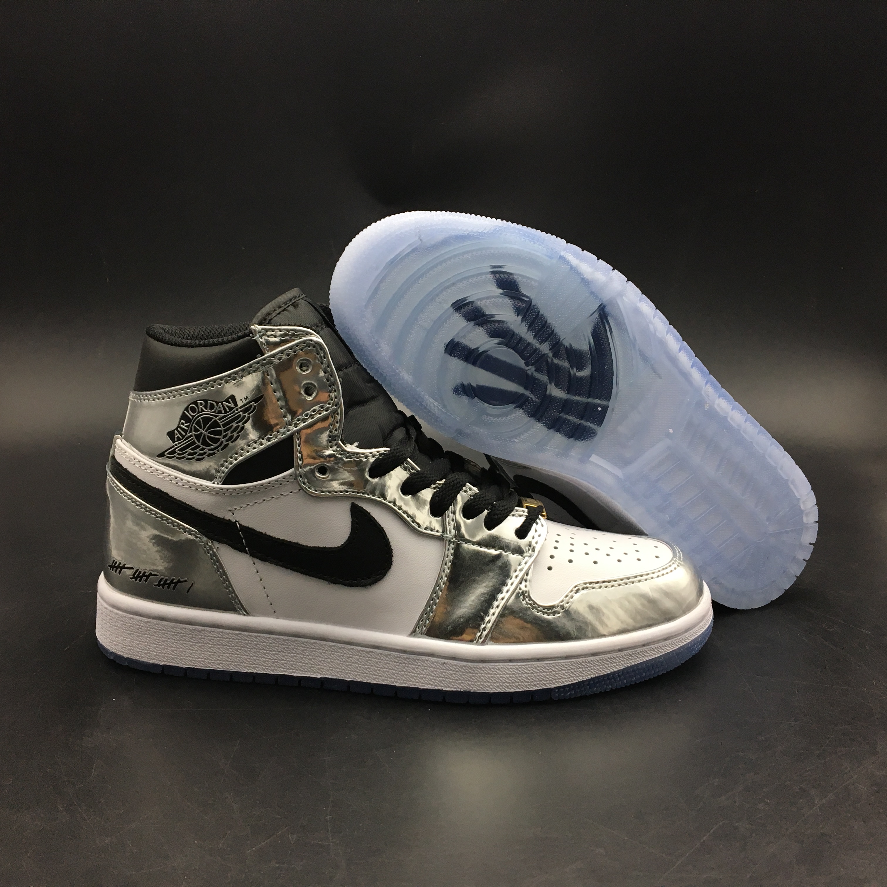 jordan air jordan 1 retro high - Plateado Blanco Negro