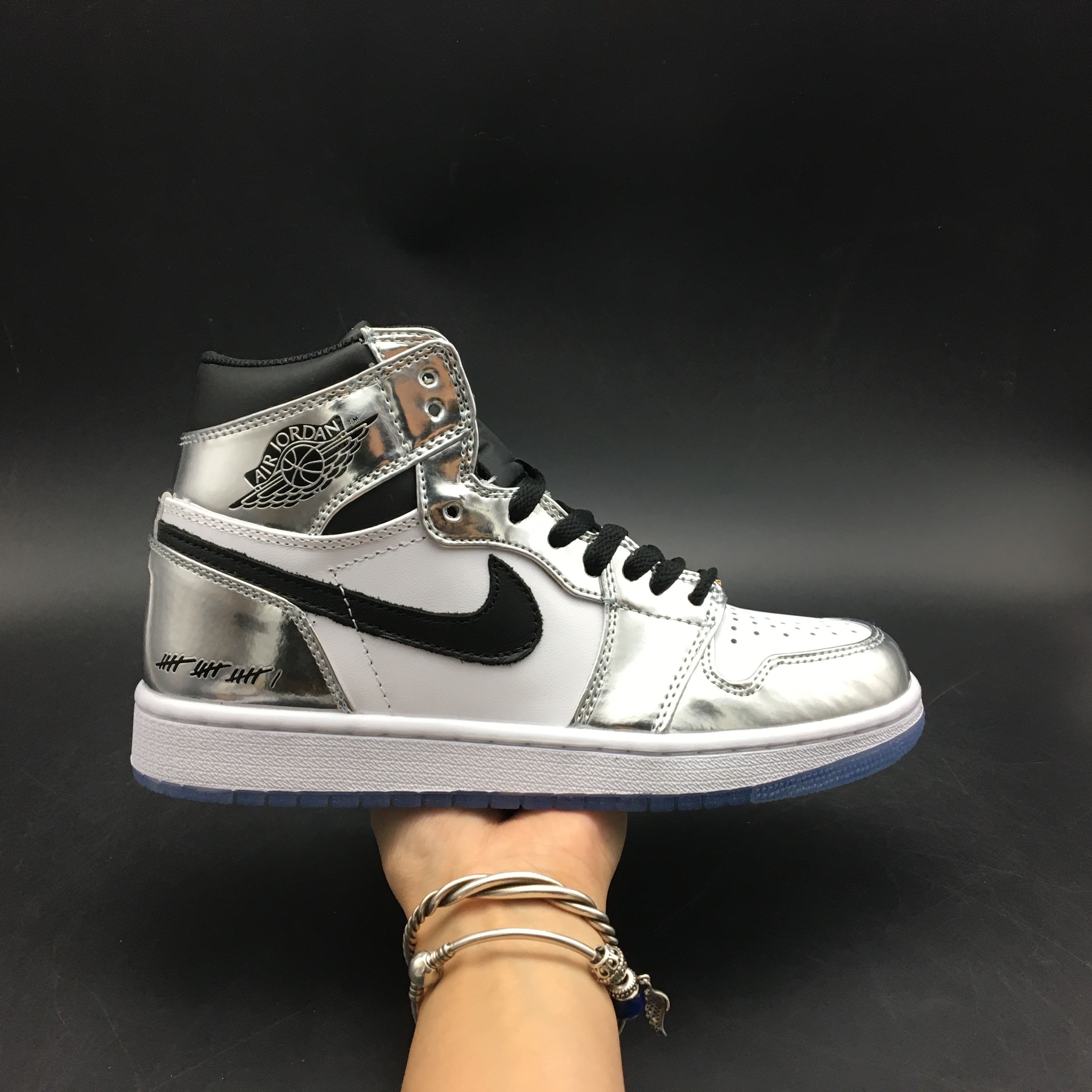 jordan air jordan 1 retro high - Plateado Blanco Negro