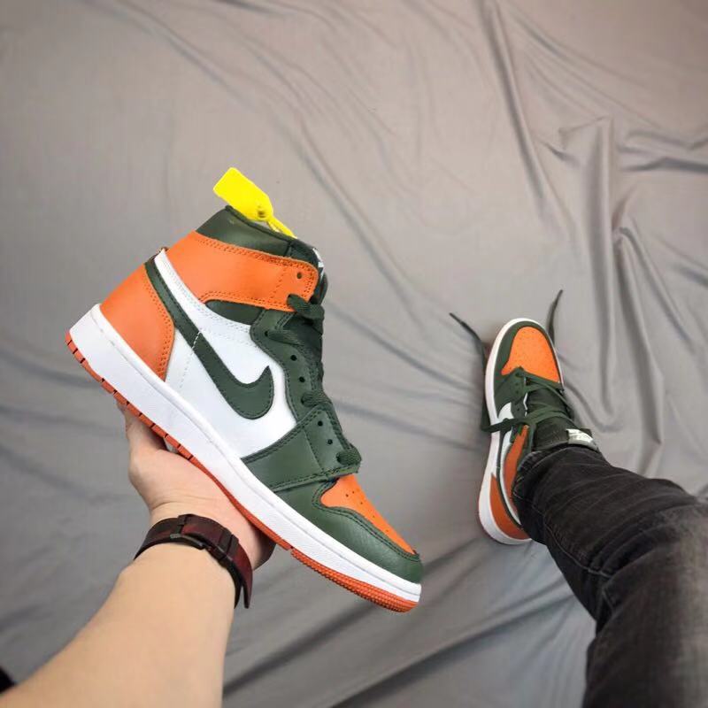 jordan air jordan 1 retro high - Naranjo Verde Blanco