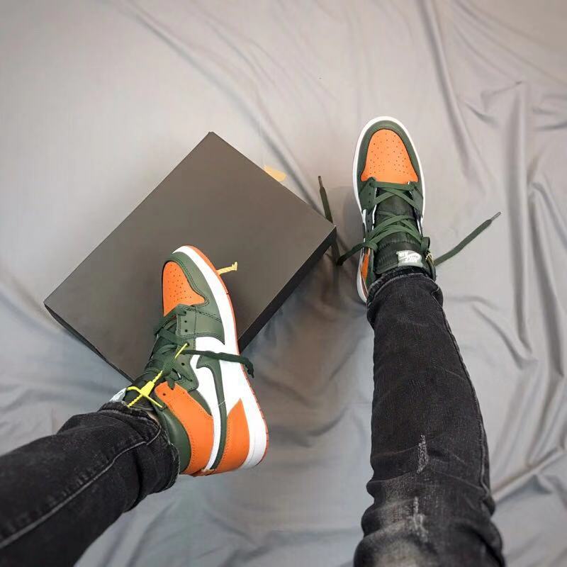 jordan air jordan 1 retro high - Naranjo Verde Blanco
