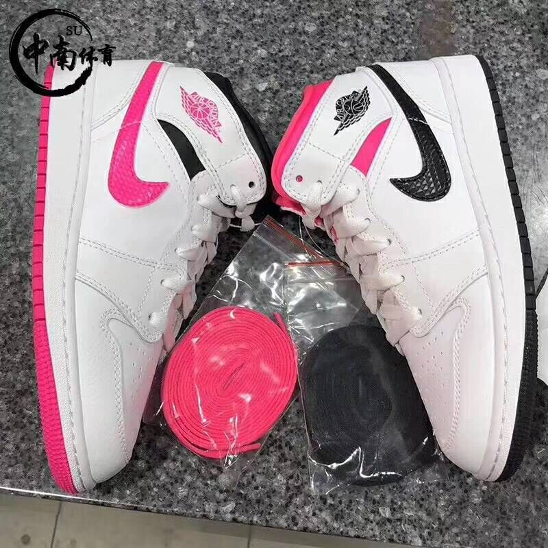 jordan air jordan 1 retro mid - Blanco Rosado Negro