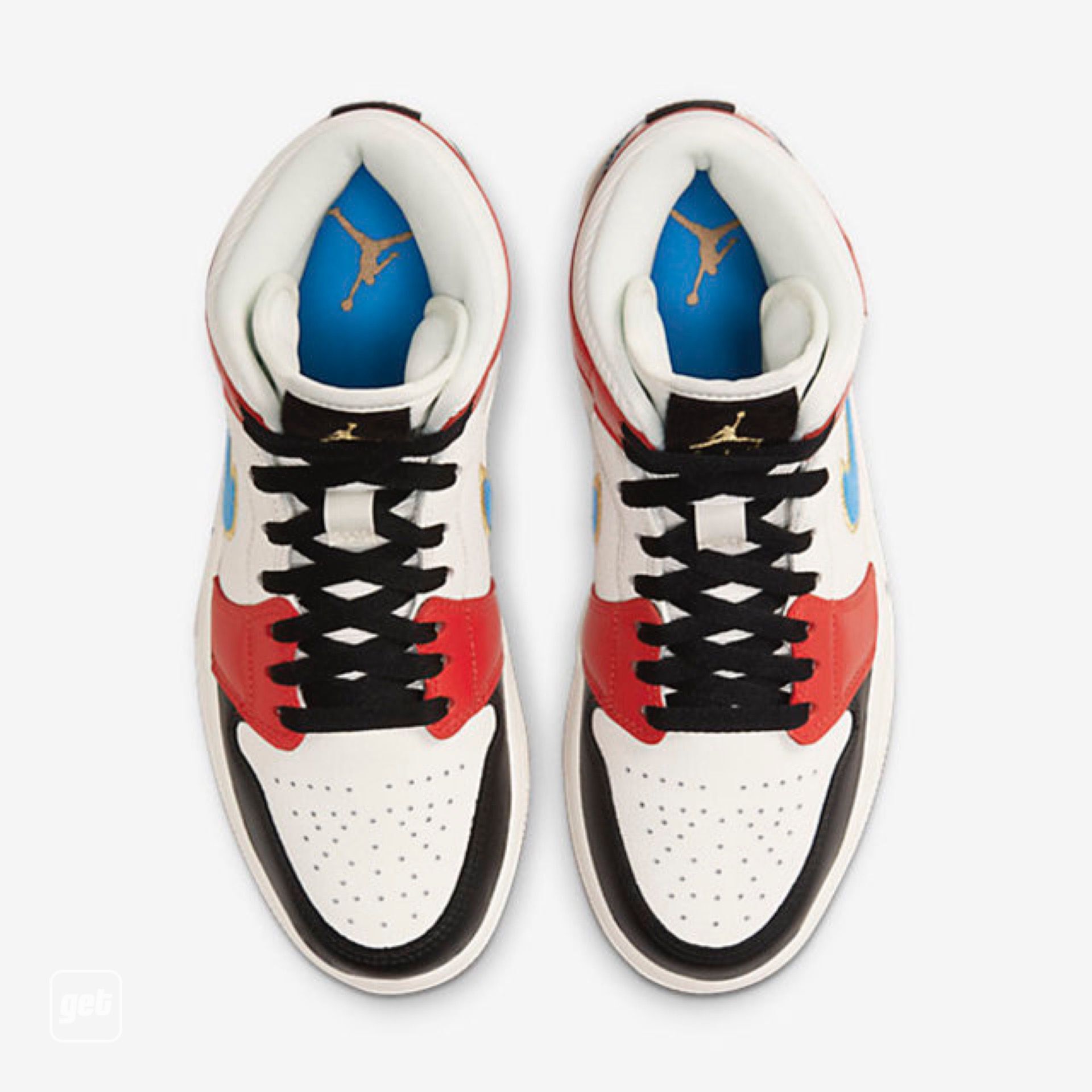 jordan air jordan 1 retro mid - Blanco Negro Rojo Celeste