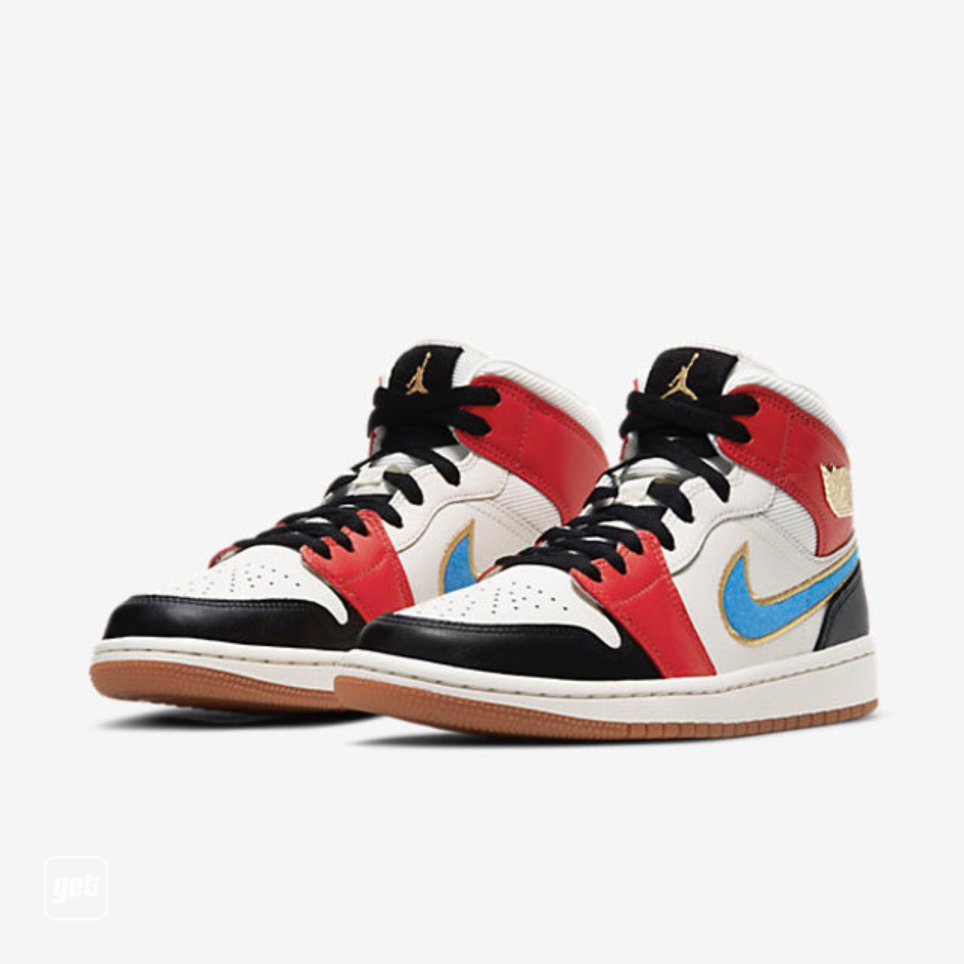 jordan air jordan 1 retro mid - Blanco Negro Rojo Celeste