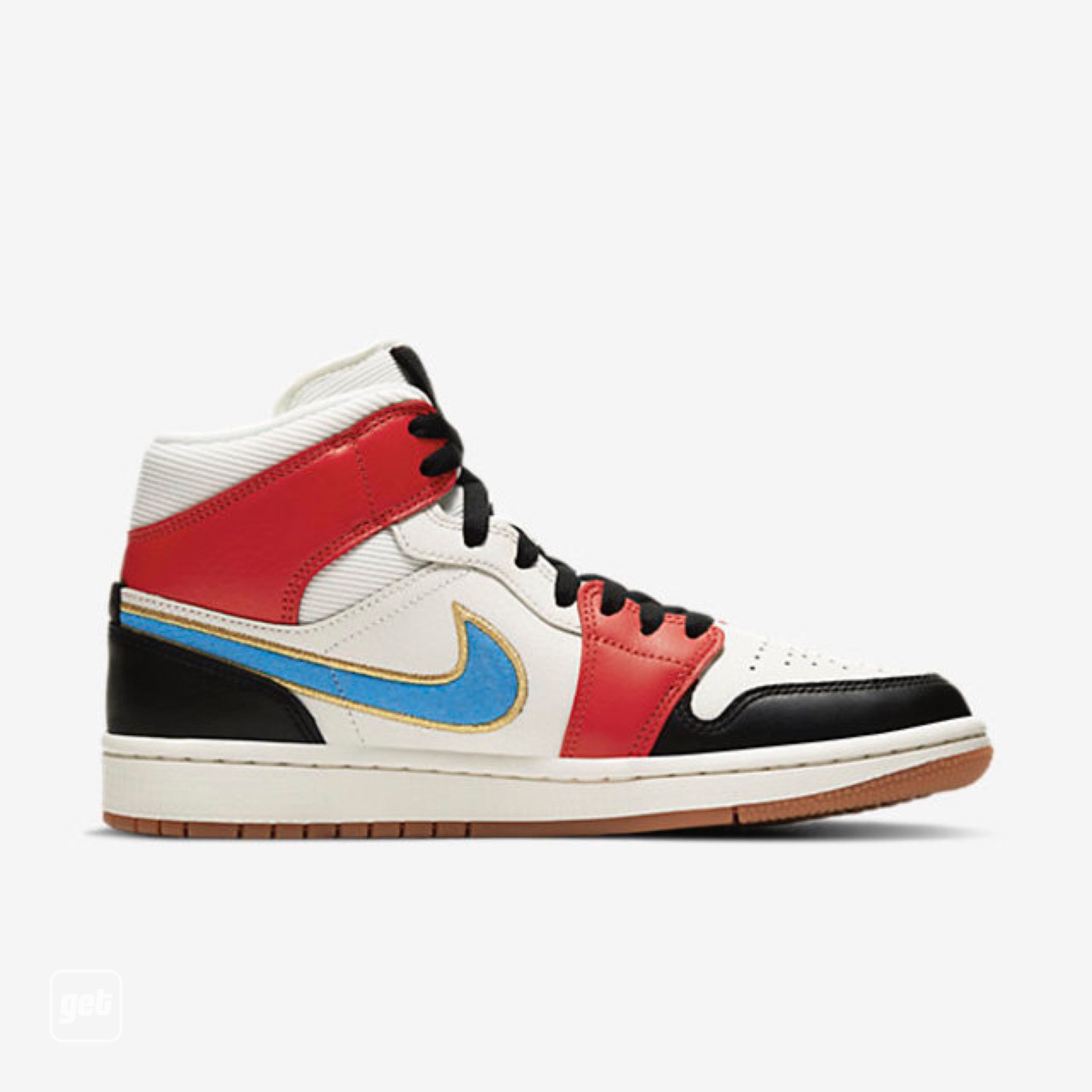 jordan air jordan 1 retro mid - Blanco Negro Rojo Celeste