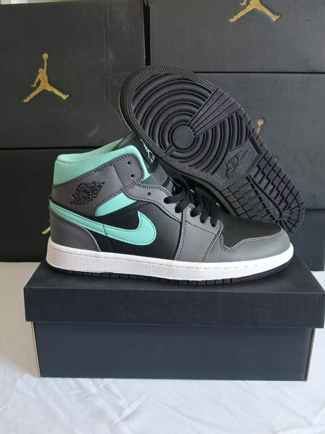 jordan air jordan 1 retro mid - Negro Gris Menta