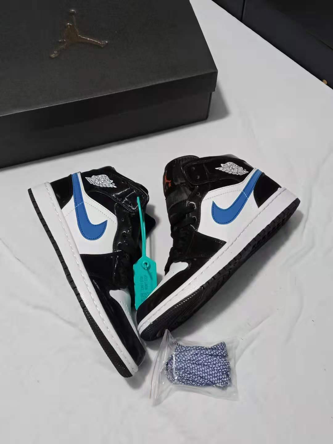 jordan air jordan 1 retro mid - Blanco Negro Azul