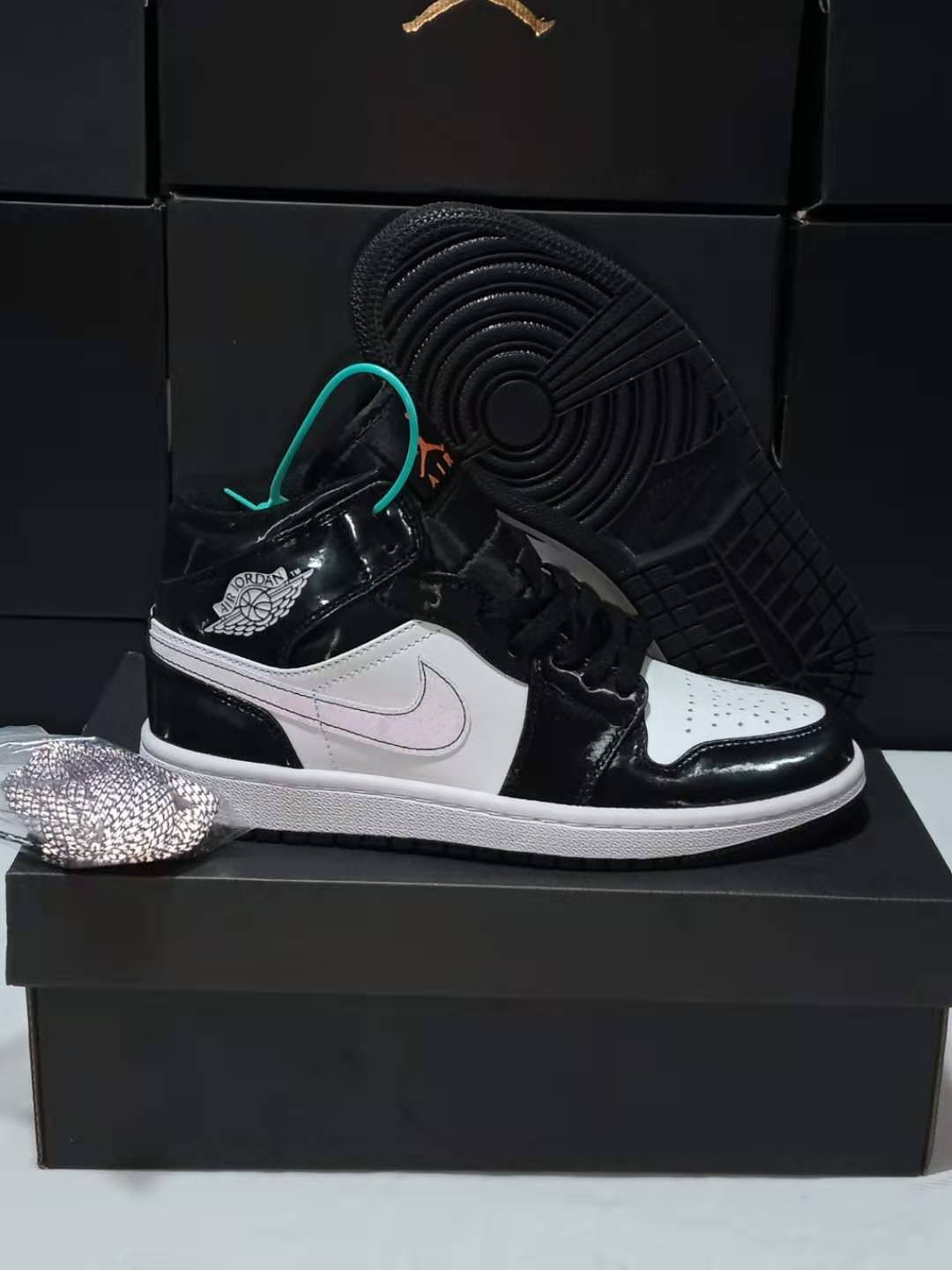 jordan air jordan 1 retro mid - Blanco Negro Azul