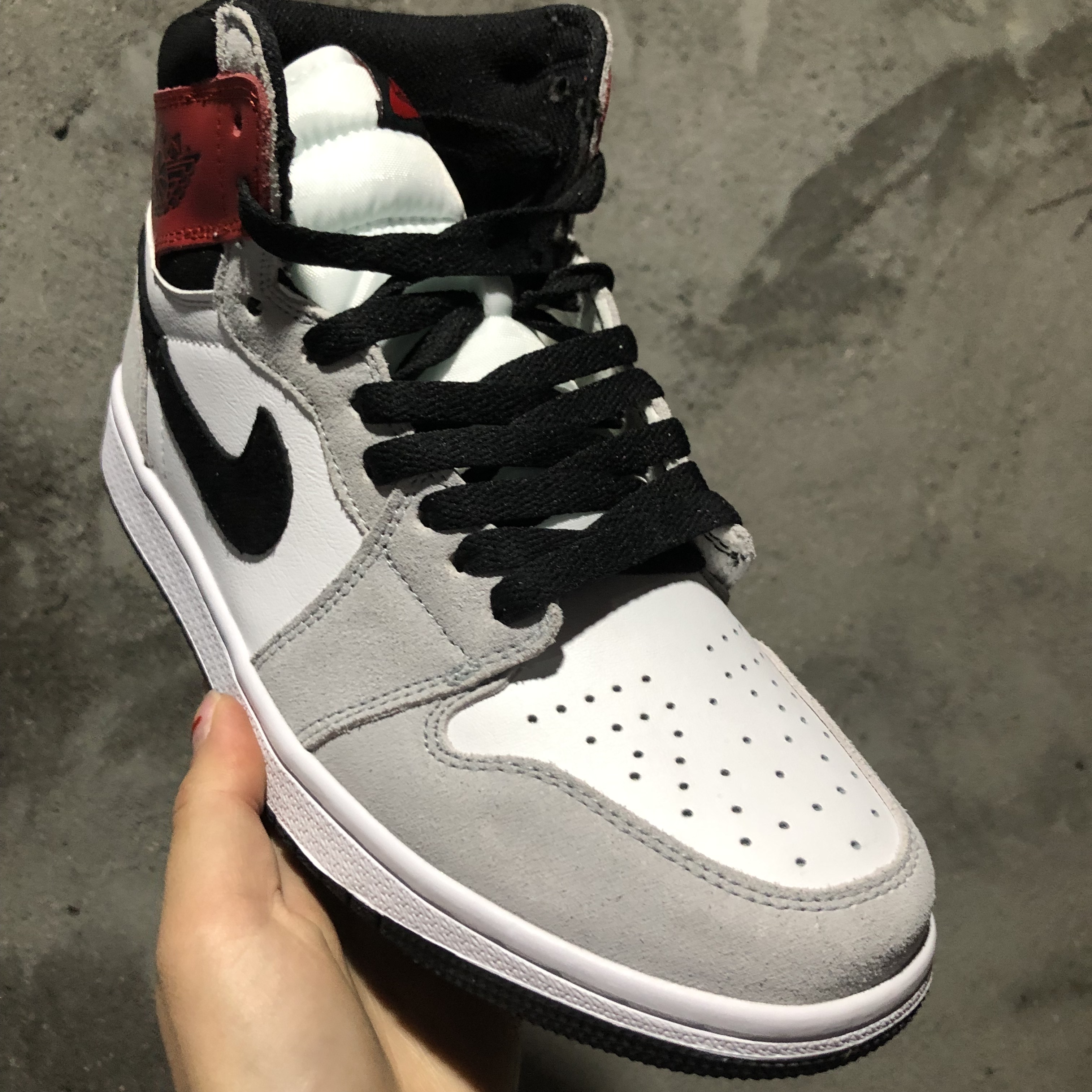 jordan air jordan 1 retro high - Gris Blanco Negro Rojo