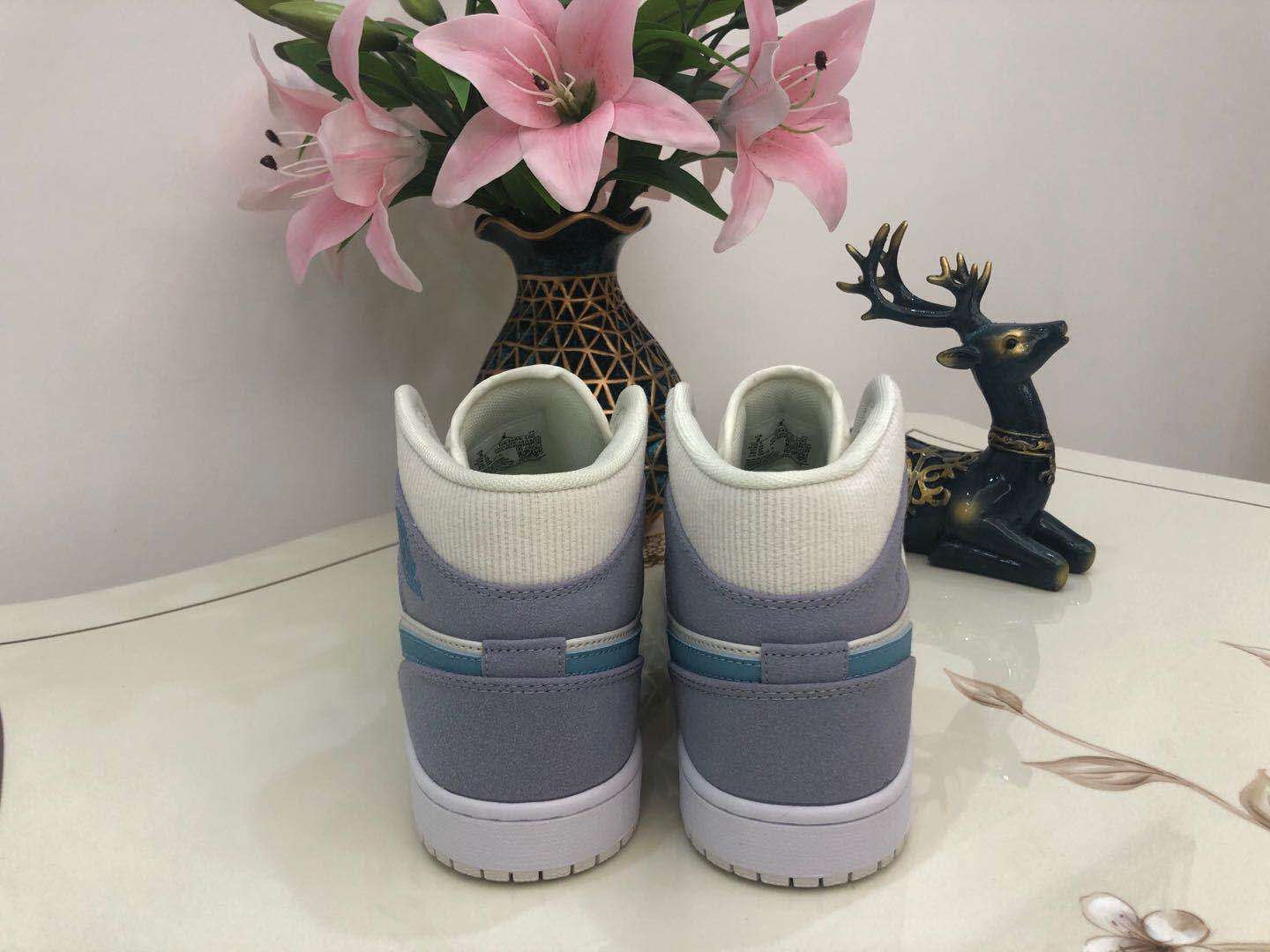 jordan air jordan 1 retro mid - Gris Azul Blanco