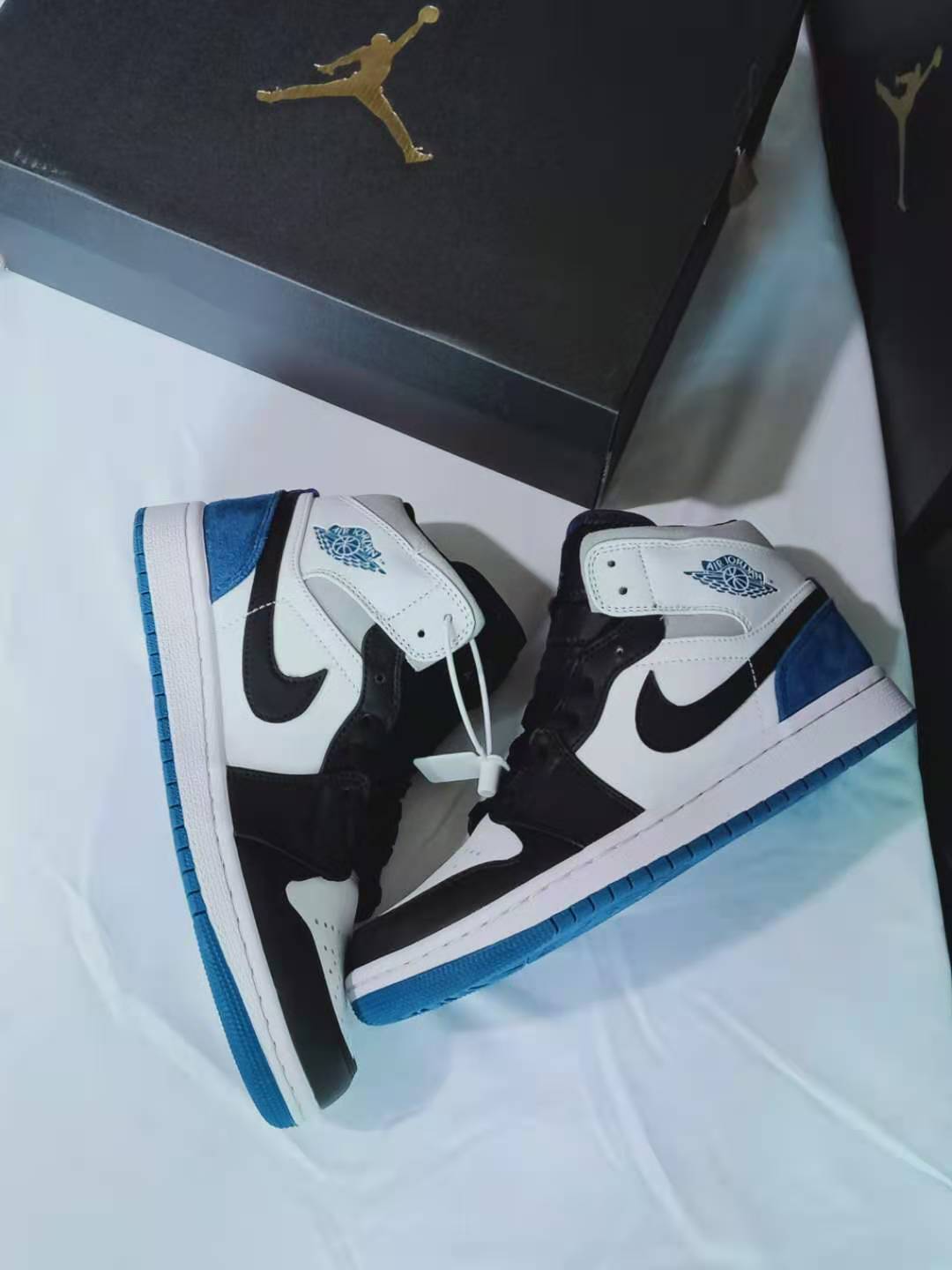 jordan air jordan 1 retro mid - Negro Blanco Gris Azul