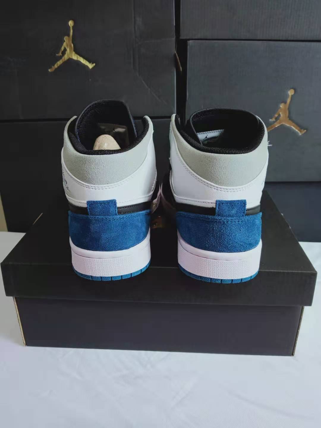 jordan air jordan 1 retro mid - Negro Blanco Gris Azul