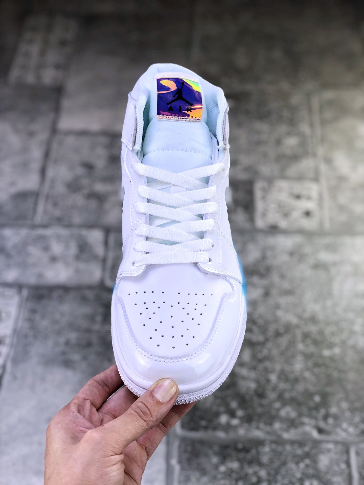 jordan air jordan 1 retro mid - Blanco Negro Arcoiris