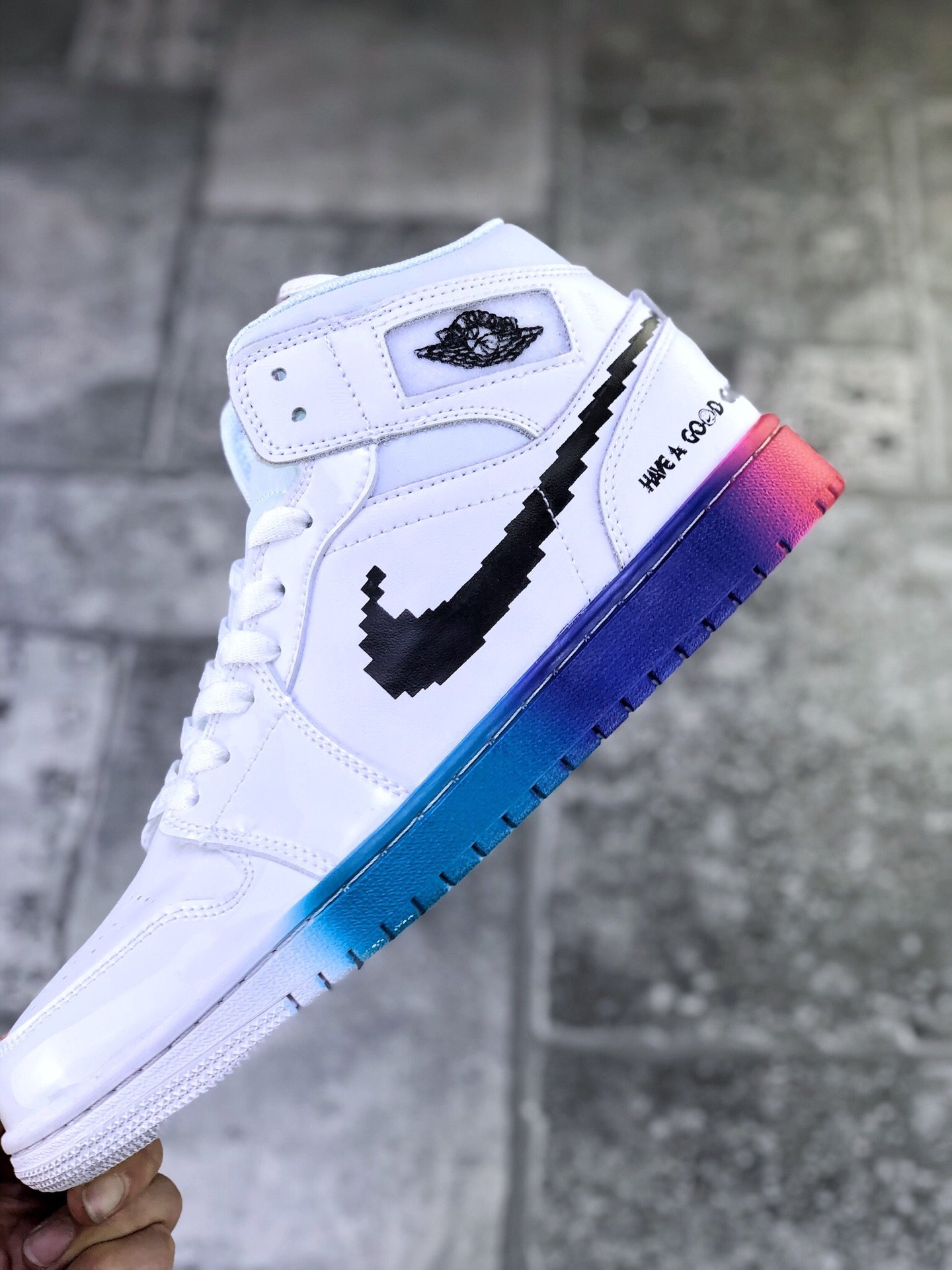 jordan air jordan 1 retro mid - Blanco Negro Arcoiris