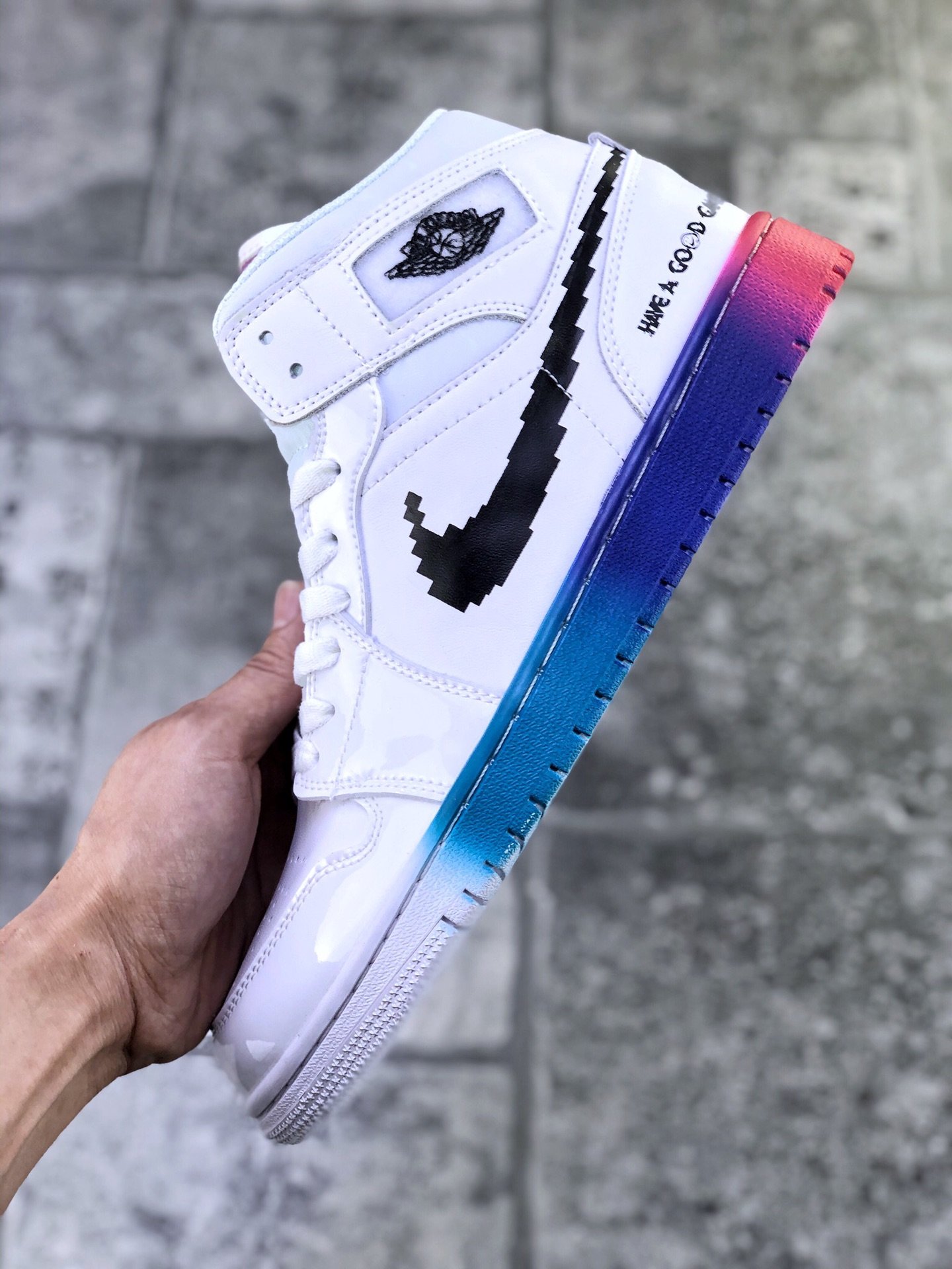 jordan air jordan 1 retro mid - Blanco Negro Arcoiris