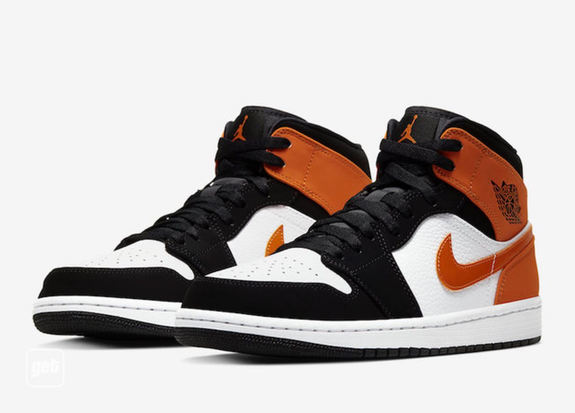 jordan air jordan 1 retro mid - Naranjo Blanco Negro