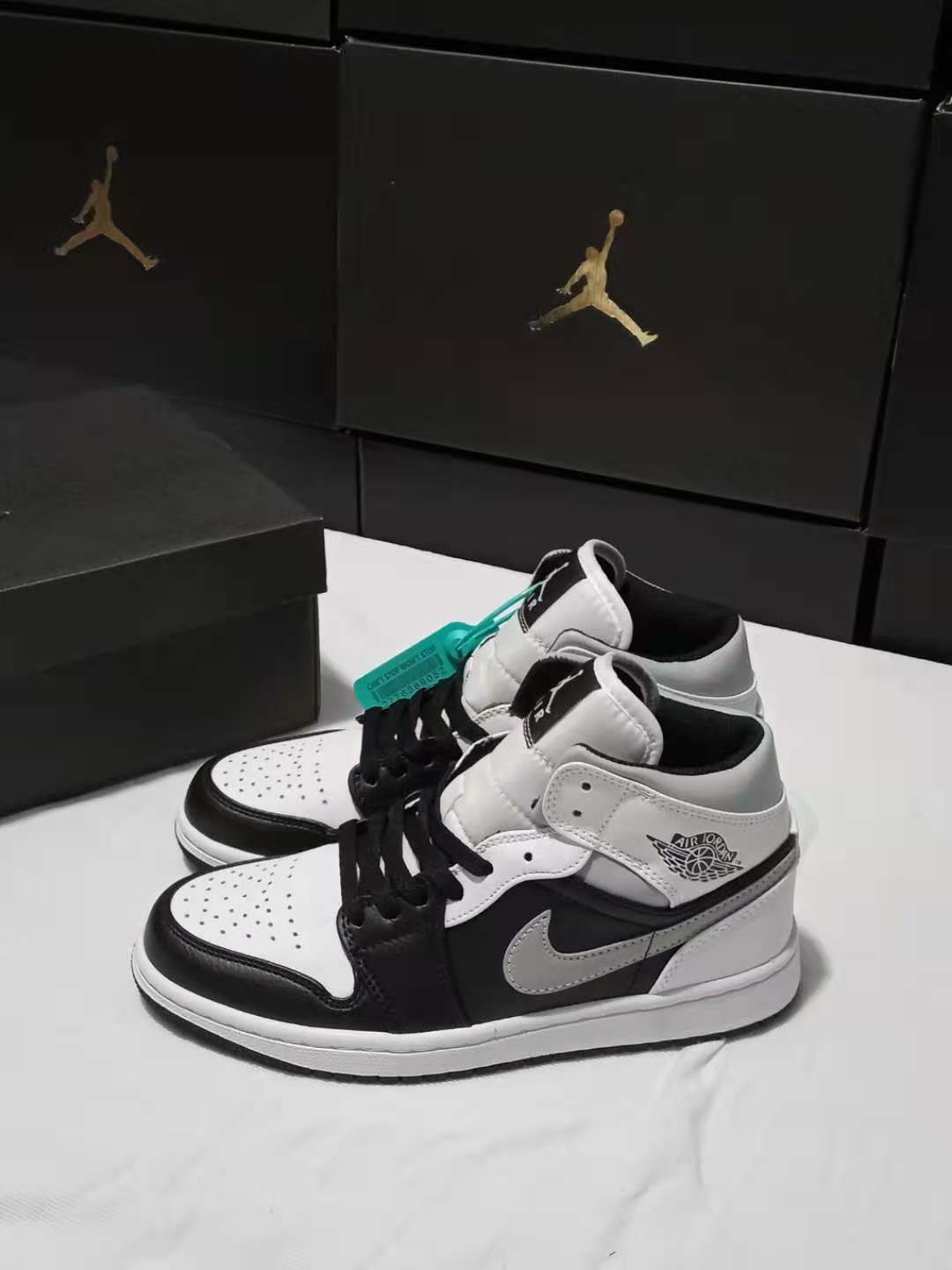 jordan air jordan 1 retro mid - Blanco Gris Negro