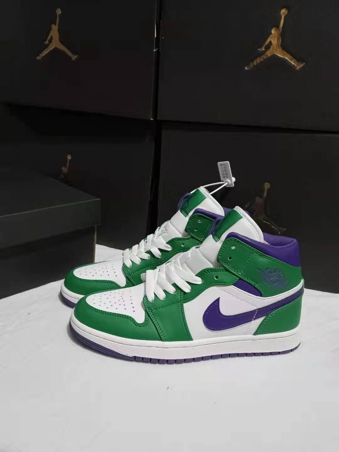 jordan air jordan 1 retro mid - Blanco Verde Morado