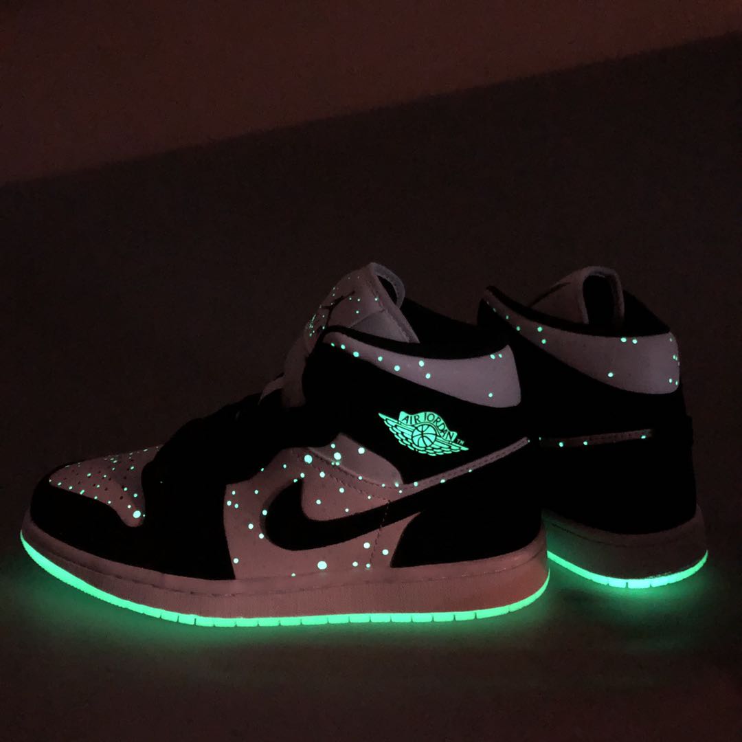 jordan air jordan 1 retro mid - Blanco Negro Fluor