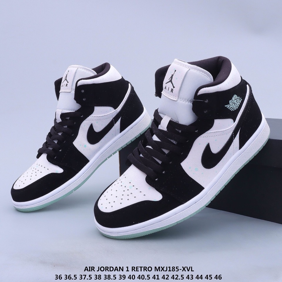 jordan air jordan 1 retro mid - Blanco Negro Fluor