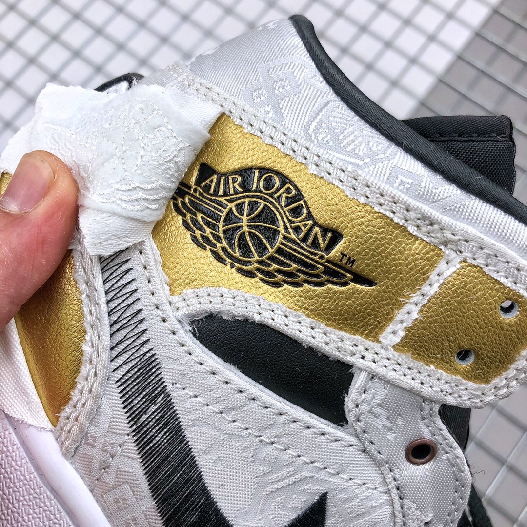 jordan air jordan 1 retro mid - Dorado Negro Blanco