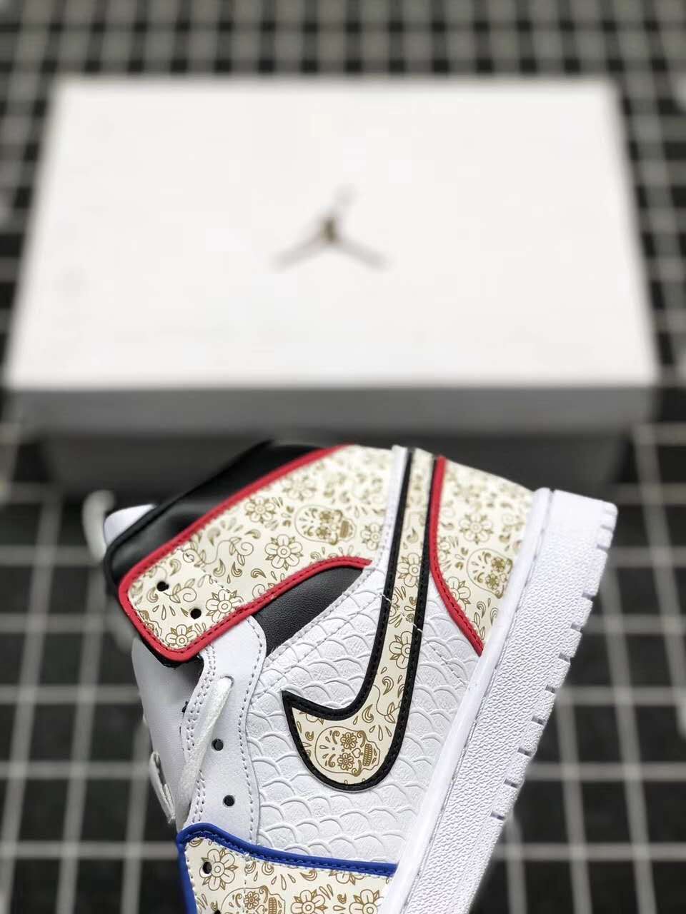 jordan air jordan 1 retro mid - Blanco Negro Rojo Amarillo Azul Dorado