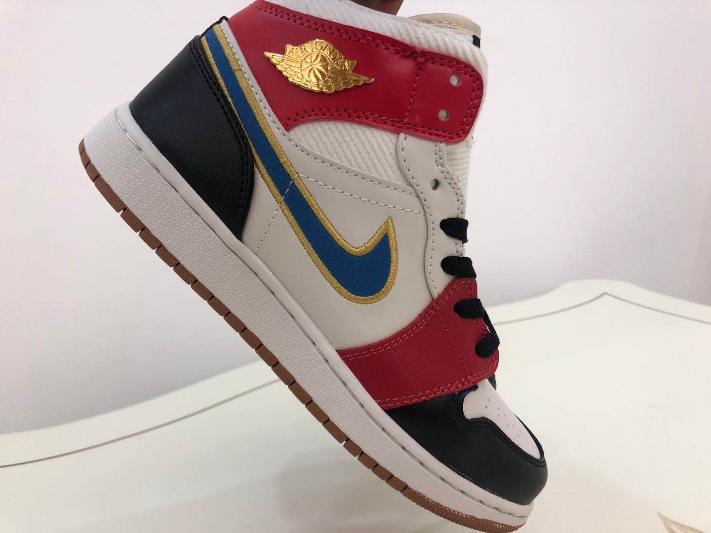 jordan air jordan 1 retro mid - Blanco Negro Rojo Azul