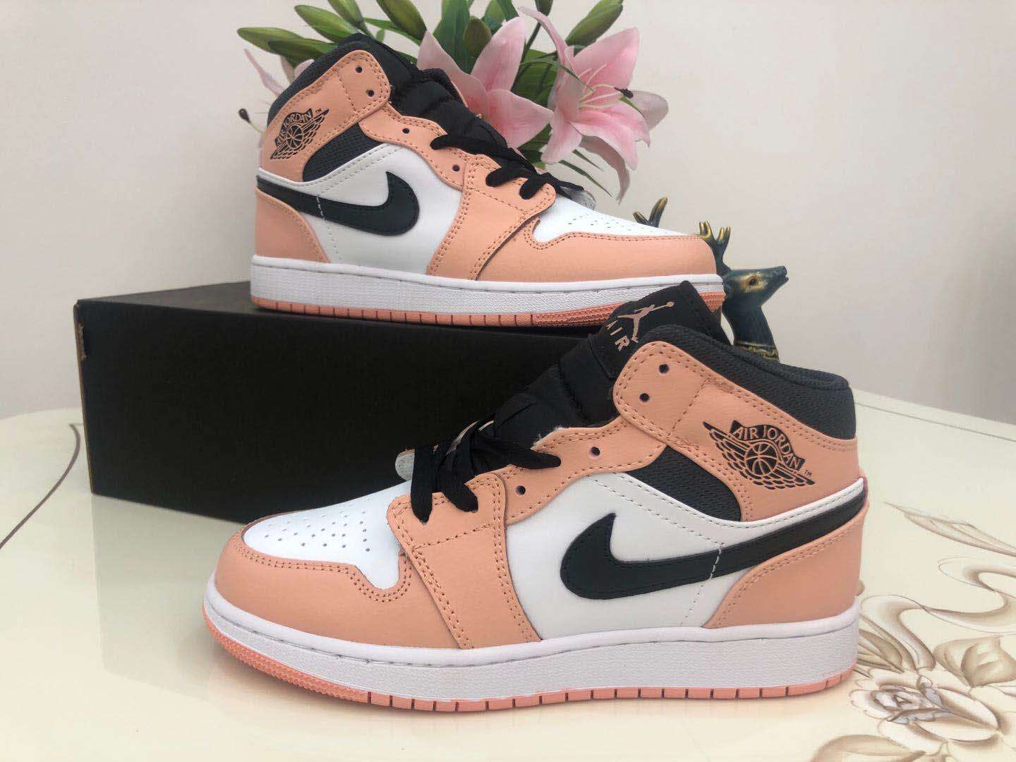jordan air jordan 1 retro mid - Blanco Negro Rosado