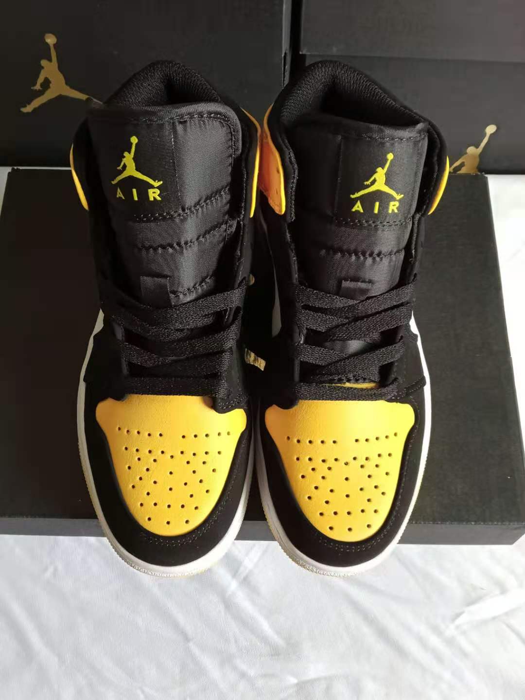 jordan air jordan 1 retro mid - Blanco Negro Amarillo