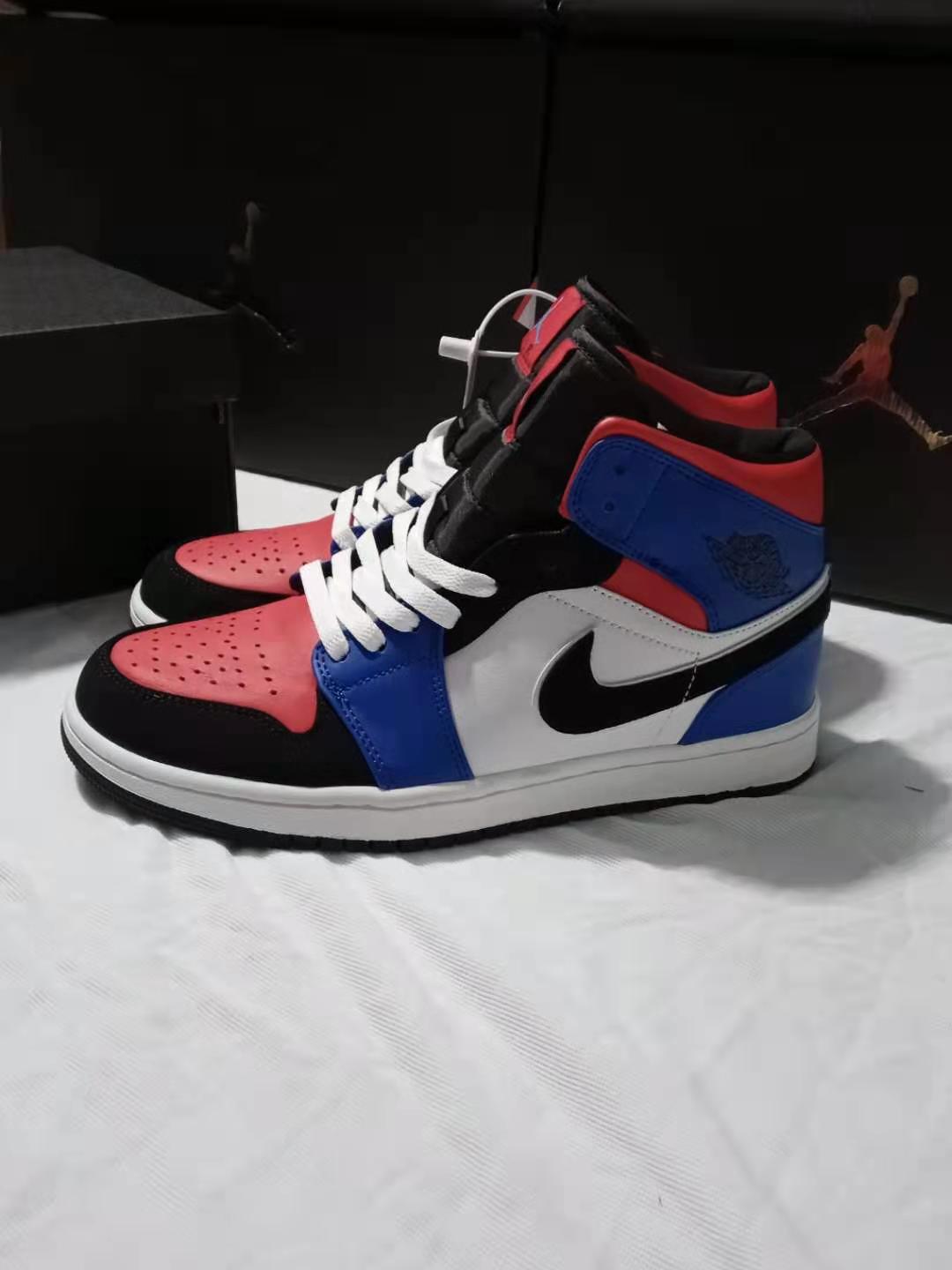jordan air jordan 1 retro mid - Blanco Negro Azul Rojo