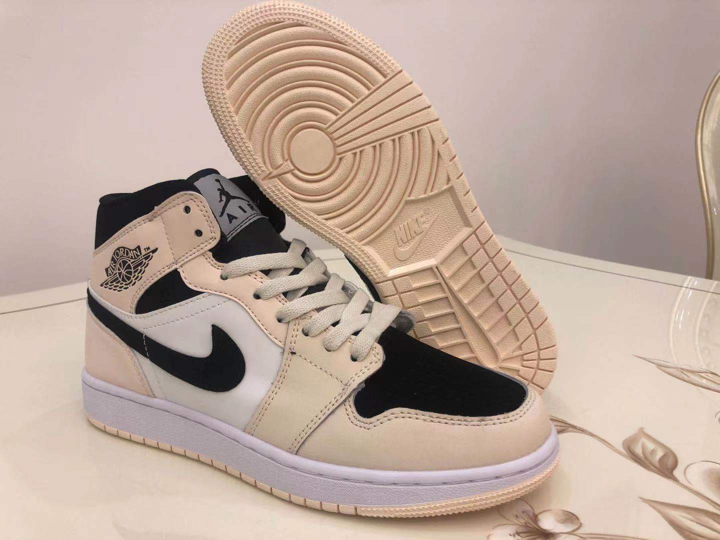 jordan air jordan 1 retro mid - Blanco Negro Rosado Vainilla