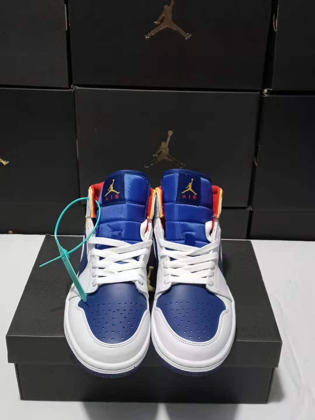 jordan air jordan 1 retro mid - Blanco Azul Amarillo