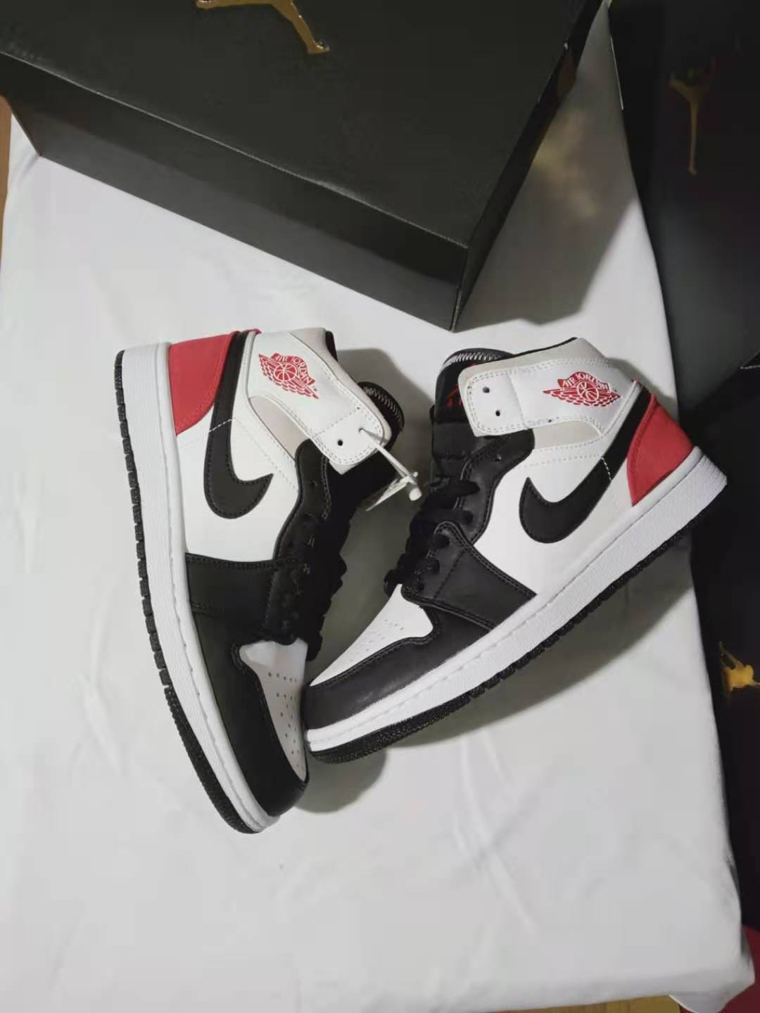 jordan air jordan 1 retro mid - Blanco Rojo Negro