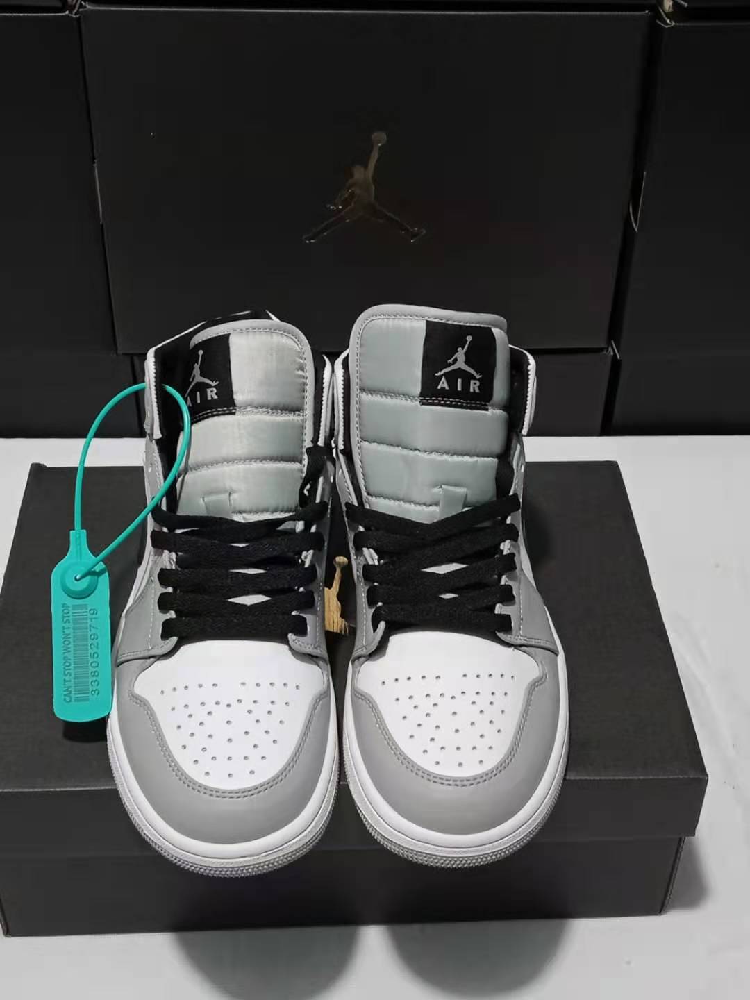 jordan air jordan 1 retro mid - Blanco Negro Gris