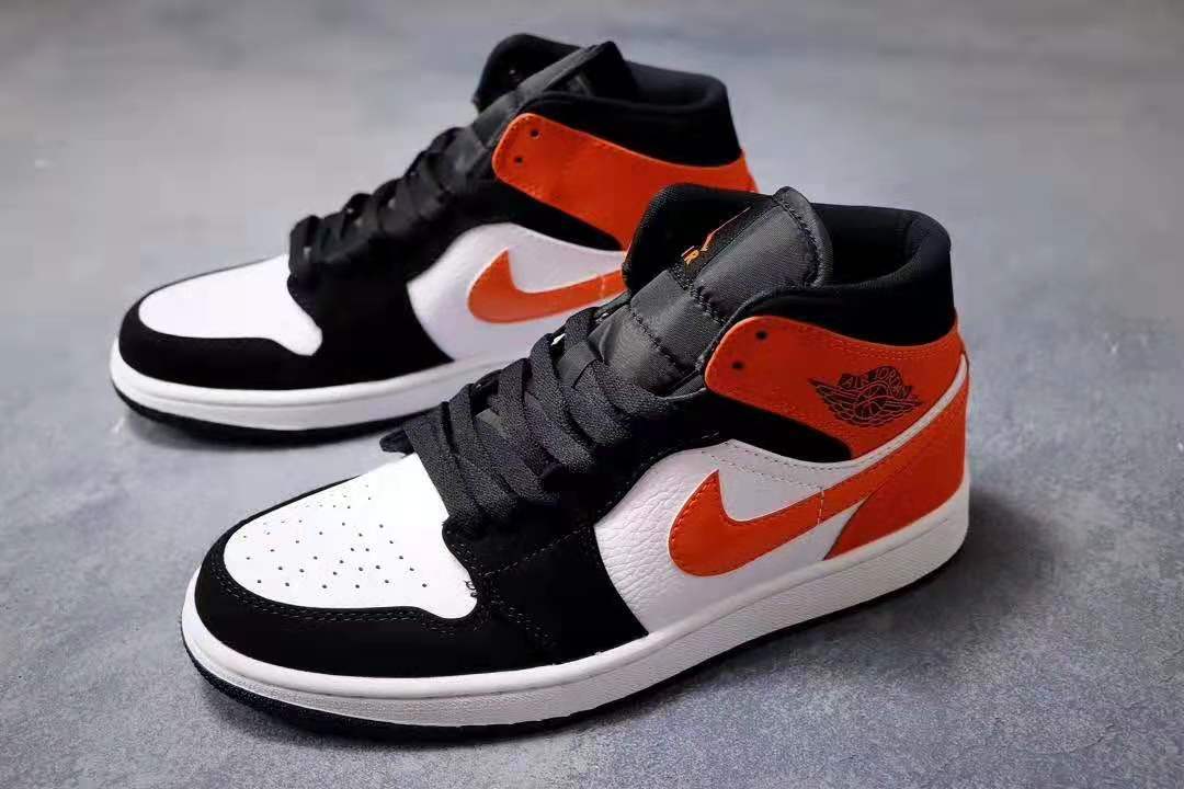 jordan air jordan 1 retro mid - Negro Naranjo Blanco