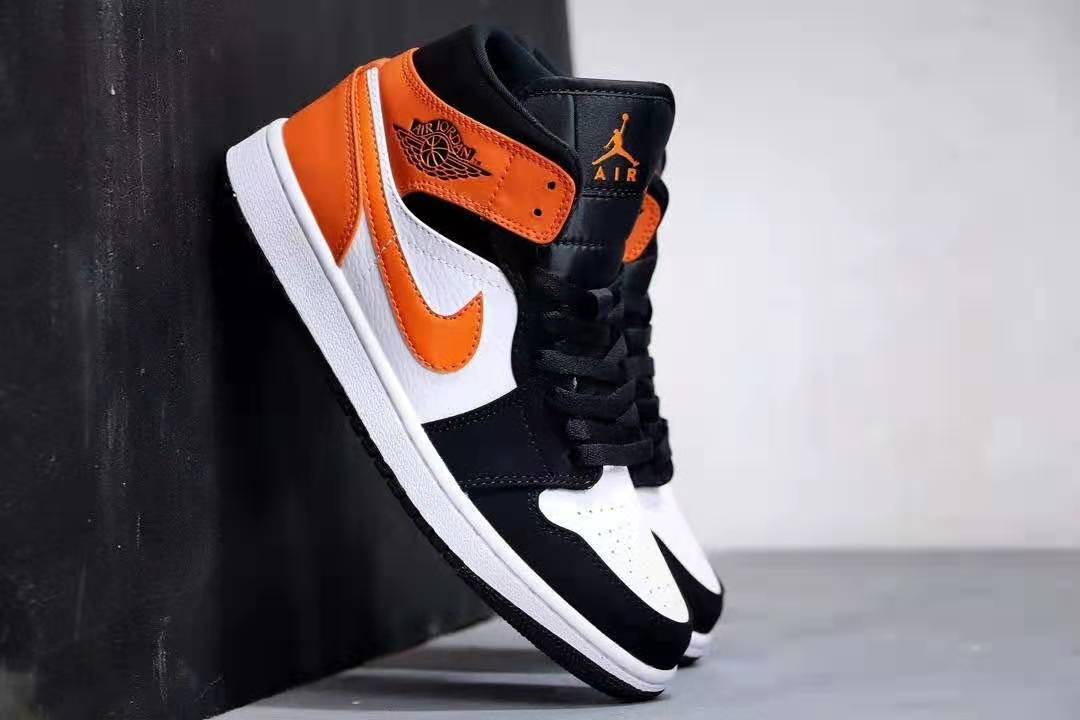 jordan air jordan 1 retro mid - Negro Naranjo Blanco