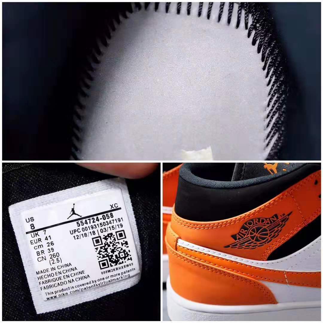 jordan air jordan 1 retro mid - Negro Naranjo Blanco
