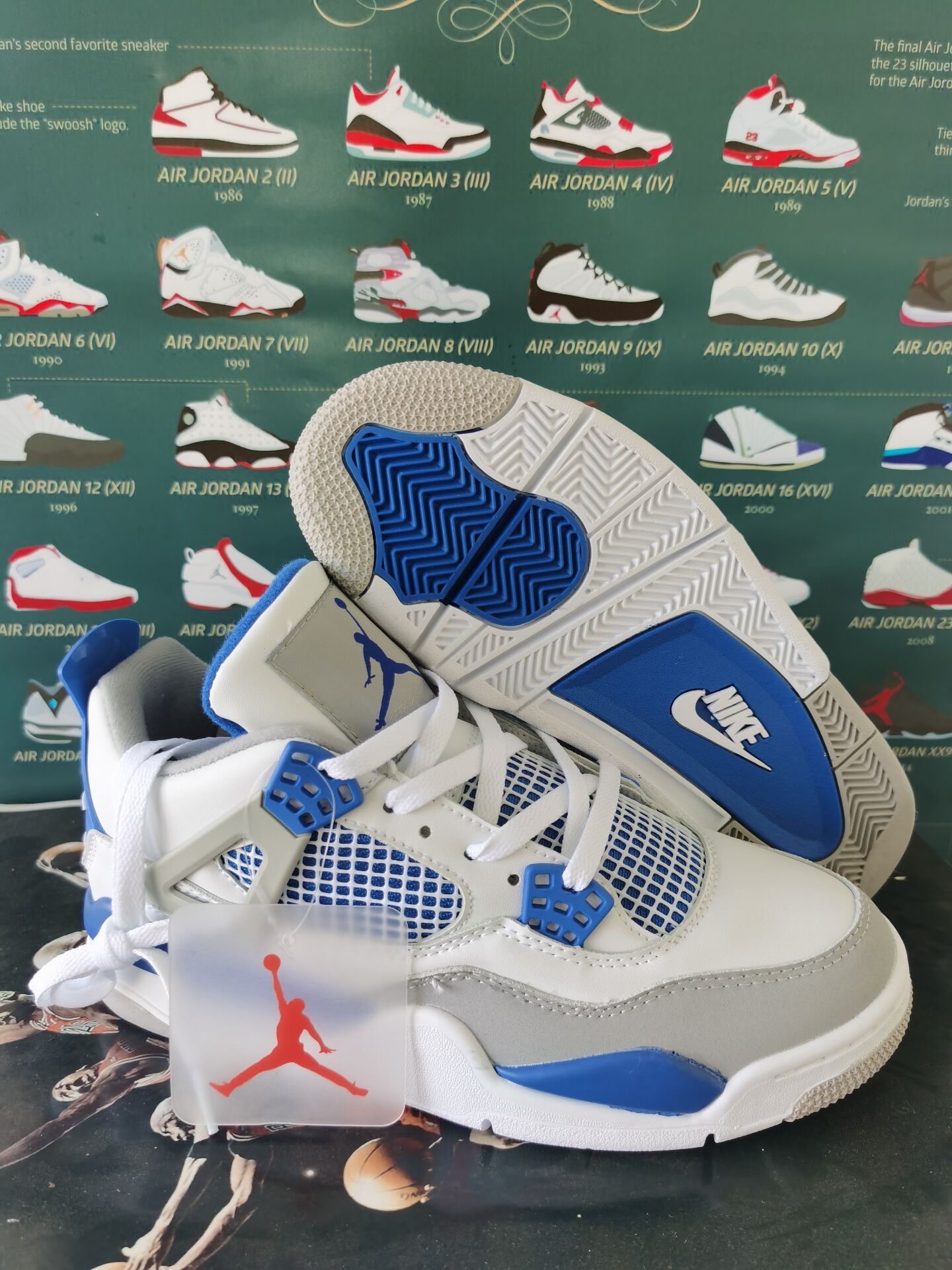 jordan air jordan 4 retro - Blanco Gris Azul