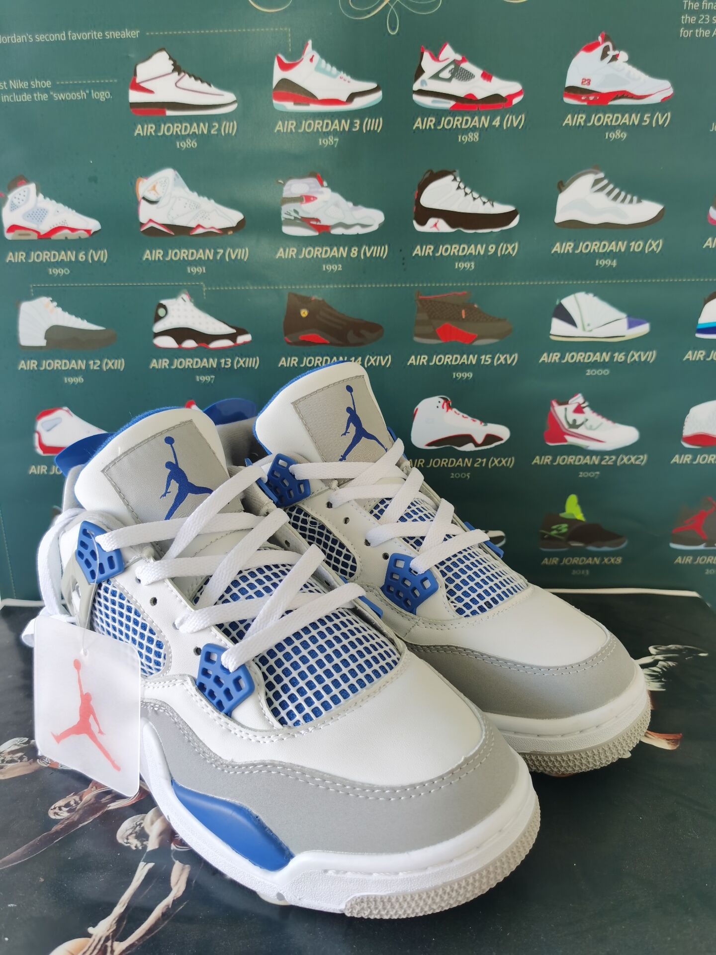 jordan air jordan 4 retro - Blanco Gris Azul