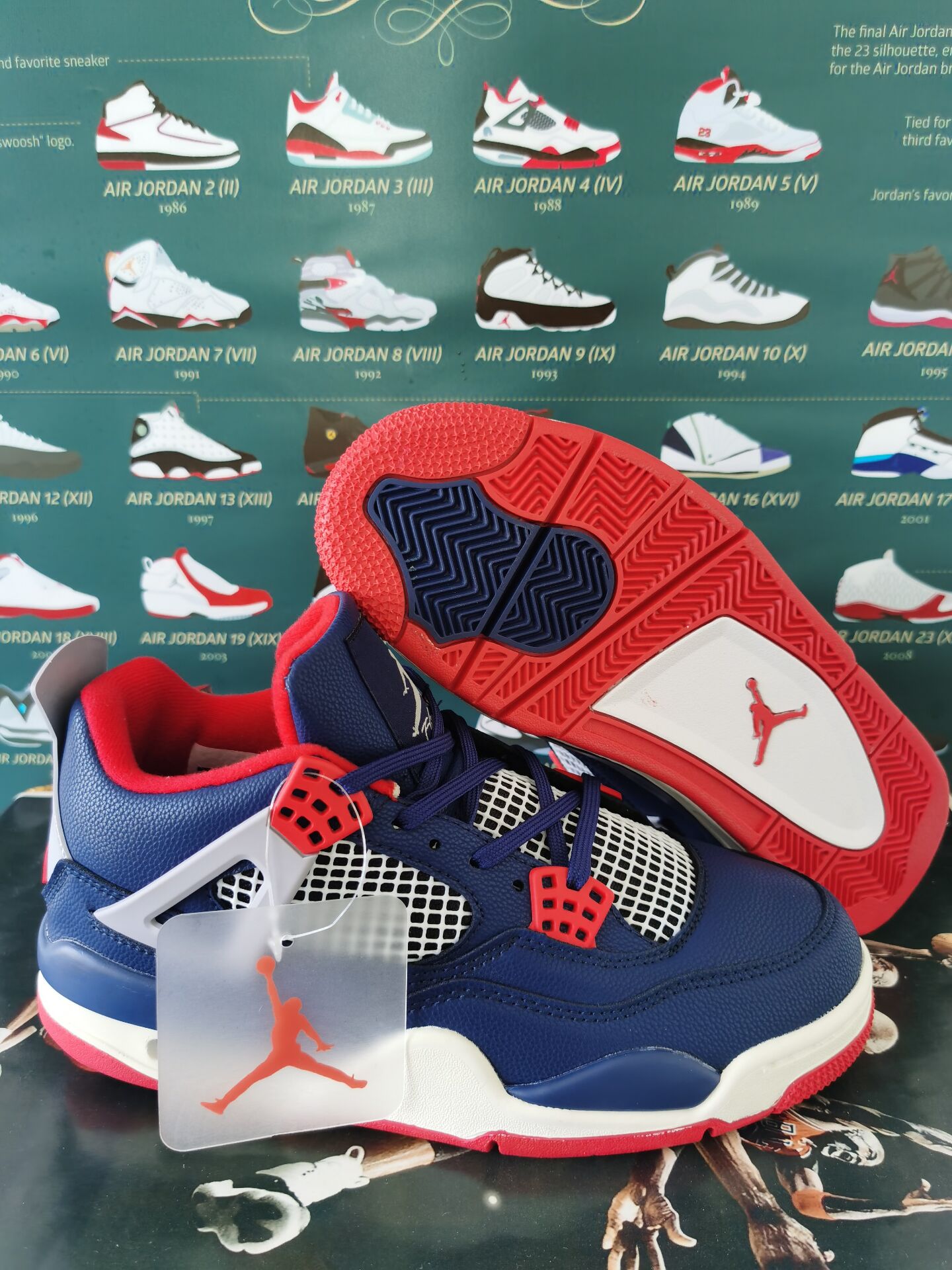 jordan air jordan 4 retro - Azul Rojo Gris