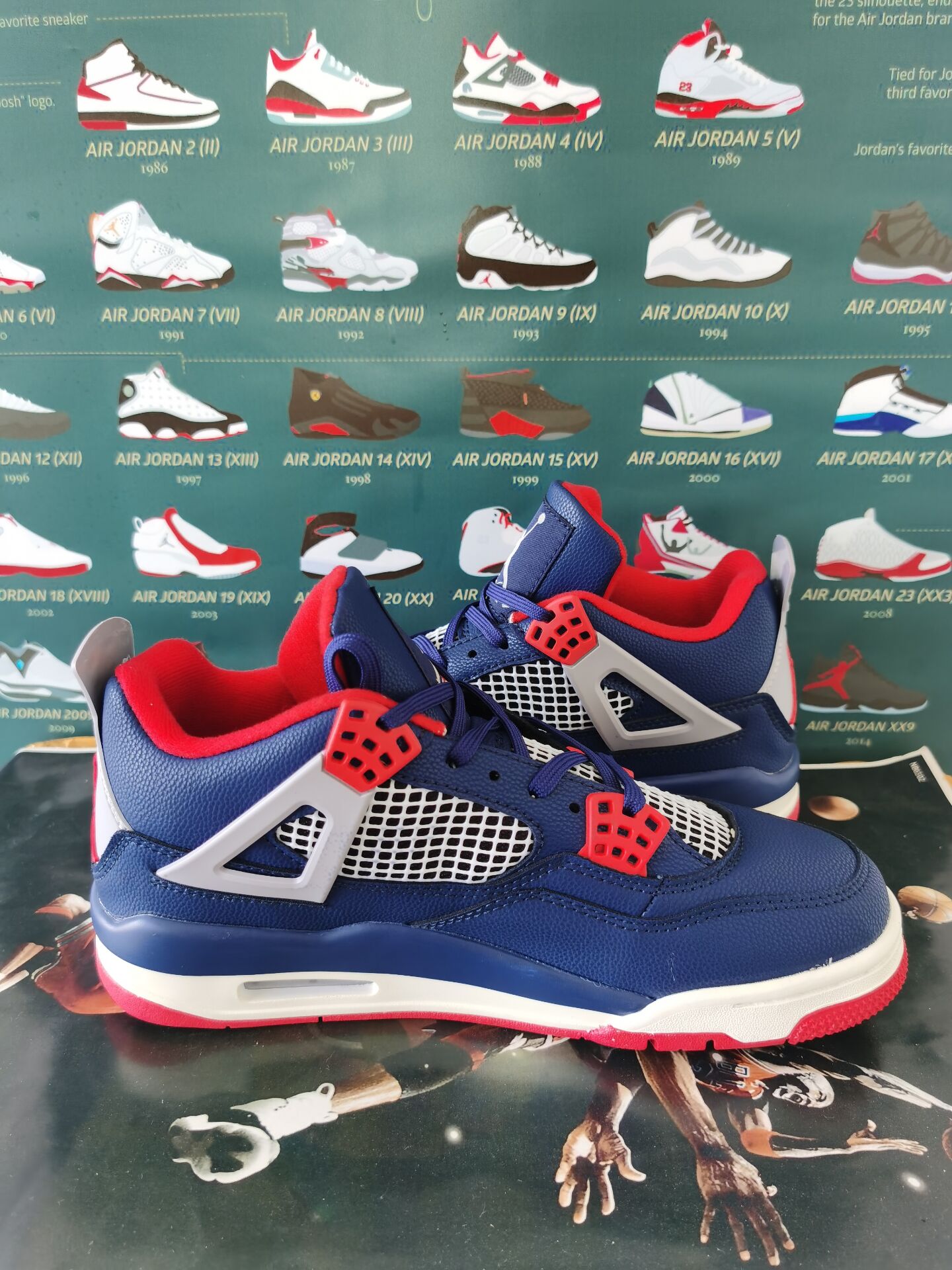 jordan air jordan 4 retro - Azul Rojo Gris